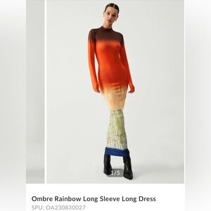 WOMENS Commense Ombre Rainbow long sleeve dress, rainbow, size XS. NWT